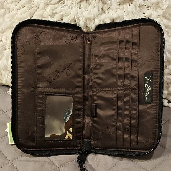 Vera Bradley Kensington Zip Around Paisley Quilted Wallet - Black, Brown, Orange - Picture 11 of 16